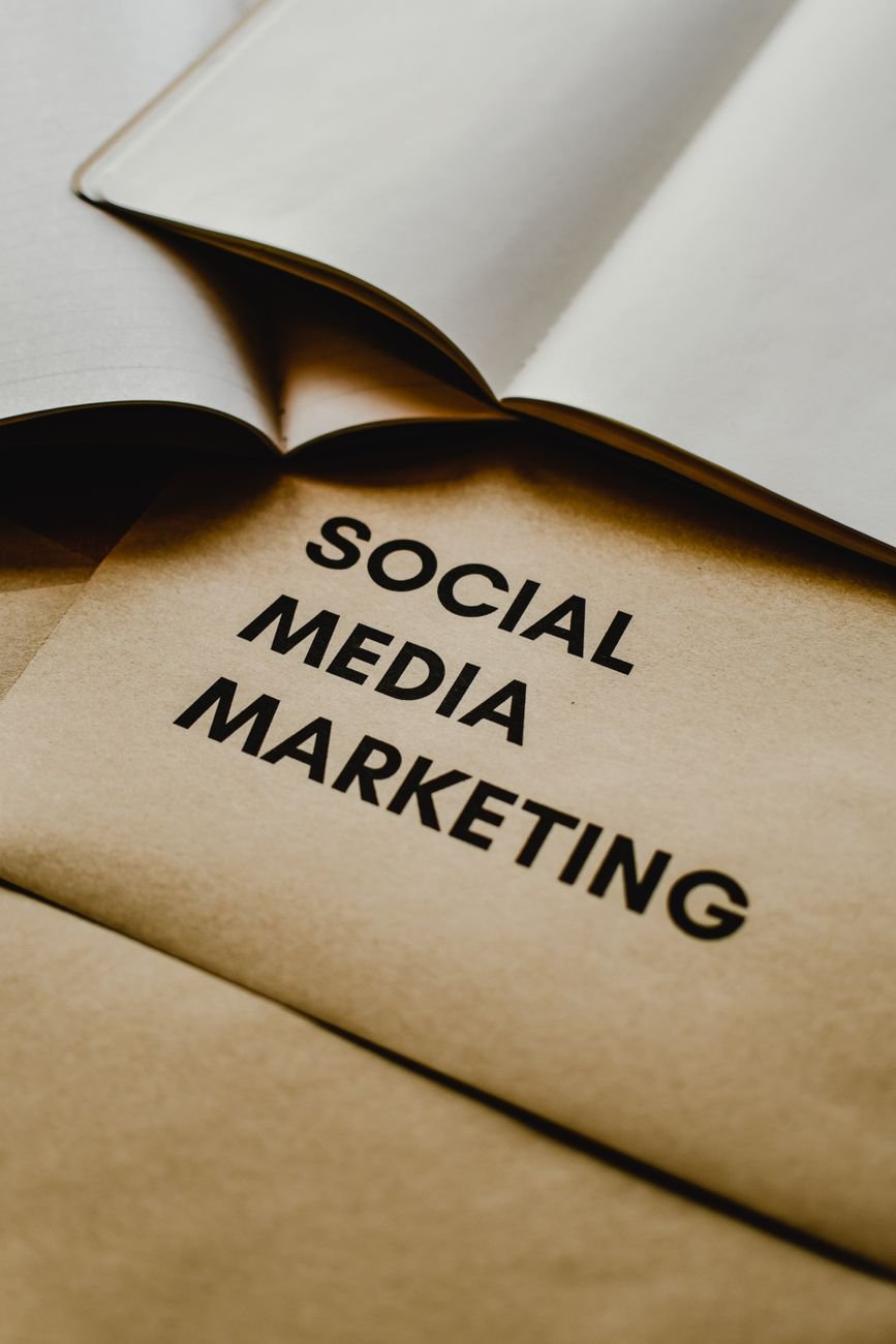 close up shot of a social media marketing text on an envelope